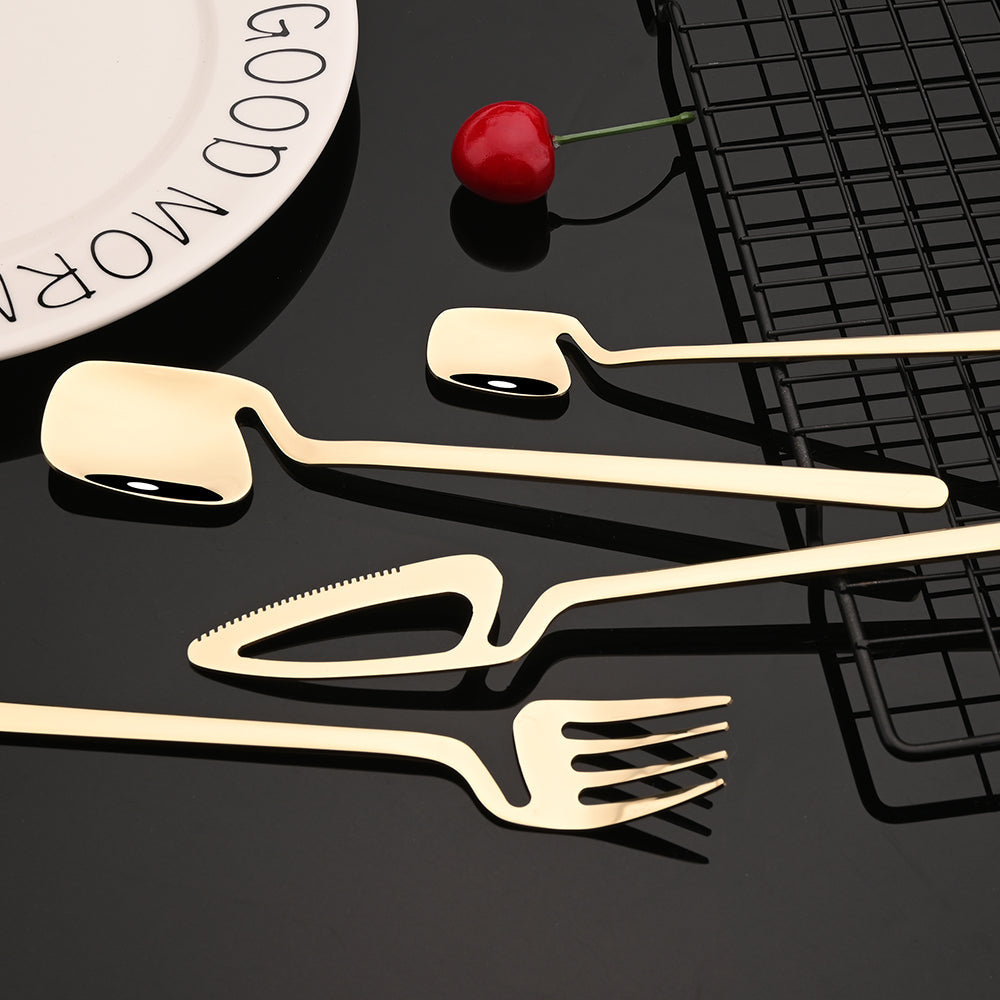 Fargerik bestikk sett kniv gaffel teskje middag servise | Skanto