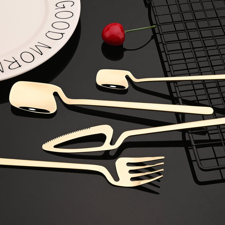 Fargerik bestikk sett kniv gaffel teskje middag servise | Skanto