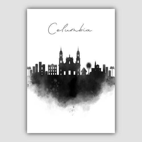 Akvarell skylinetrykk fra Colombia