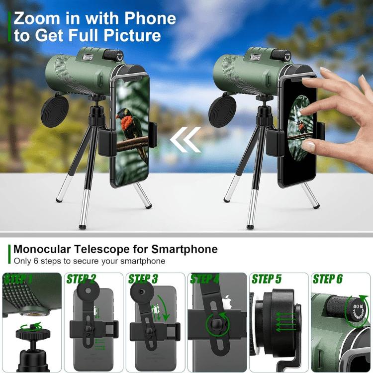 Skanto | Compact 600x Ultra-Zoom Monokular | HD Linse, Lettvekts & Perfekt for Fotturer, Fuglobservasjon, og Sportsbegivenheter