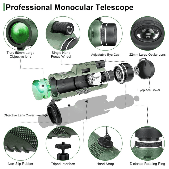 Skanto | Compact 600x Ultra-Zoom Monokular | HD Linse, Lettvekts & Perfekt for Fotturer, Fuglobservasjon, og Sportsbegivenheter