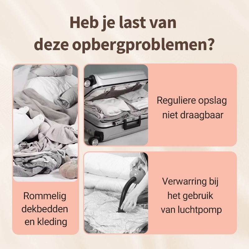 Norvo | Kompresjon Max Oppbevaringsposer – Plassbesparende for Hjem og Reiser – Vakuumfri Kompresjon – Vanntett Nylon – Holdbar og Lett