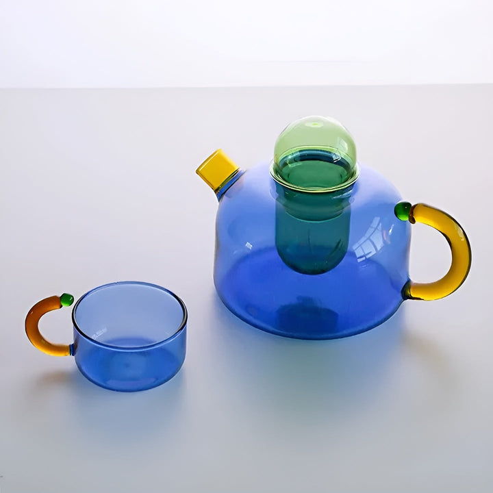 Transparent Teapot & Cups – Stylish Set in Contrasterende Farger | Skanto