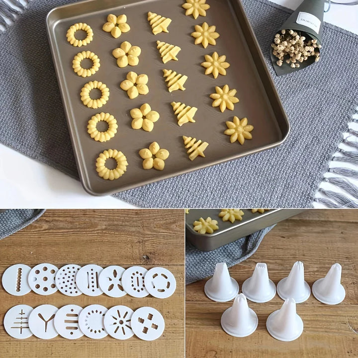 Cookie Press Gun med tilbehør for små småkaker og kjekssett | Skanto