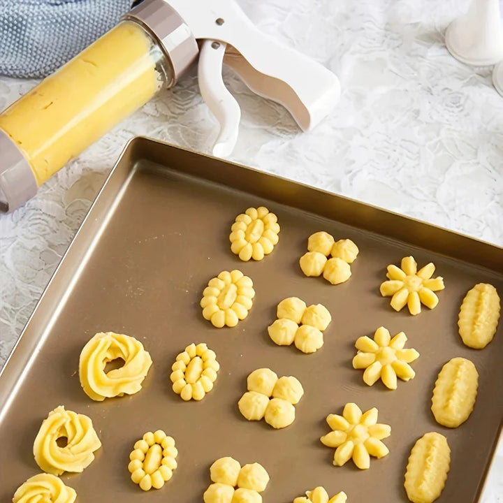 Cookie Press Gun med tilbehør for små småkaker og kjekssett | Skanto
