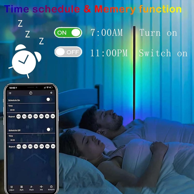 Norvo | Smart LED Fargeendrende Hjørne Gulvlampe med Fjernkontroll