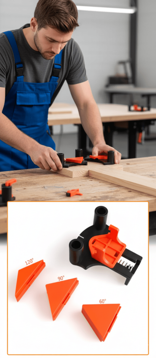 Skanto | CORNERMATE – Justerbart 4-vejs hjørneklips-sett for perfekte 60°, 90° og 120° vinkler