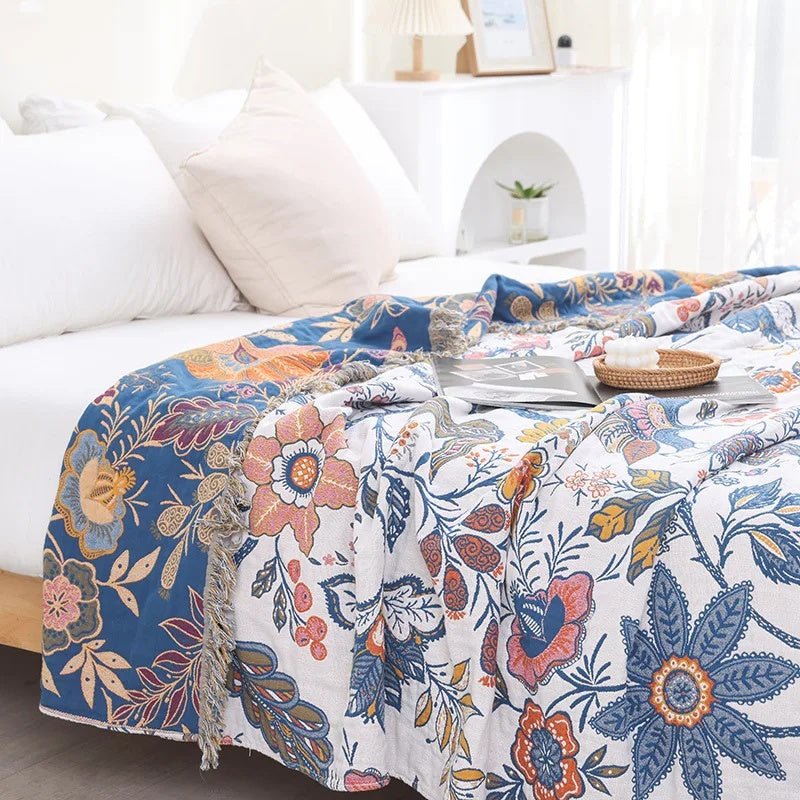 Skanto | MEADOWNEST TEPPET – Rustikk Bomullsteppe med Blomster Mønster & Vendbart Design