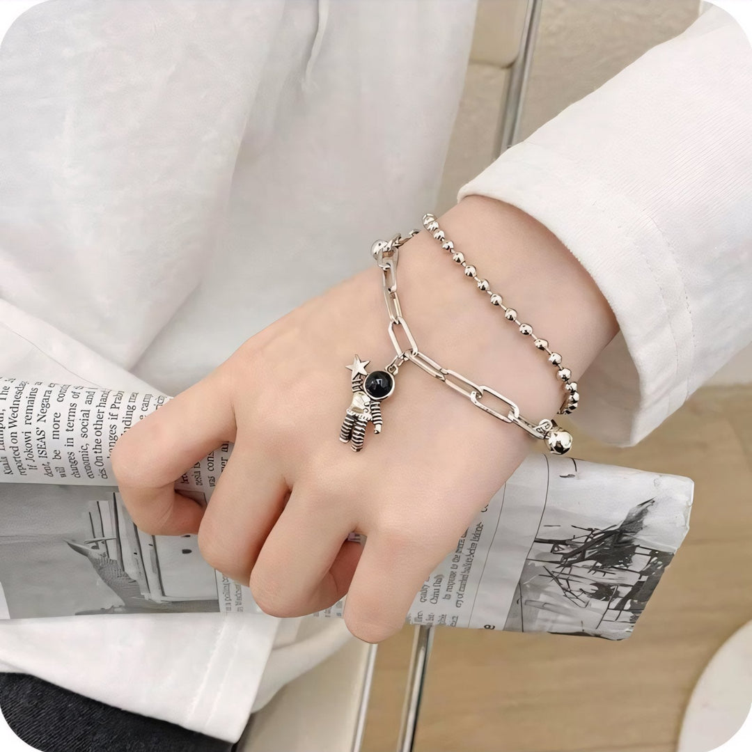 Skanto | Par Astronaut Magnetisk Hjerte Armbånd Sett
