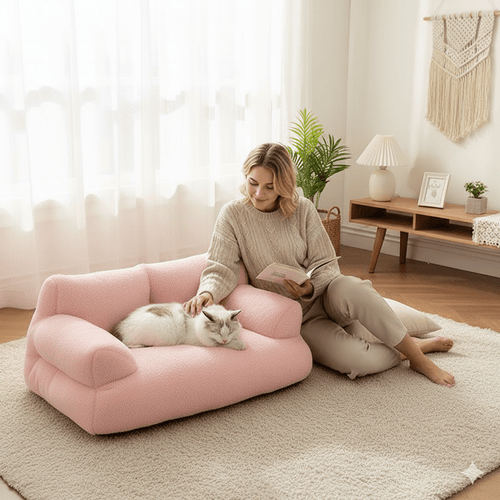 Skanto | CozyCloud Bolster – Beroligende kjæledyr seng med vaskbar trekk for hunder og katter