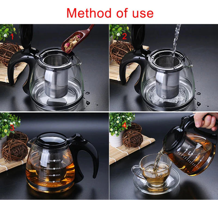 Kreativ Design Glass Tekanne for Te Blomst med Avtakbart Stålfilter | Skanto