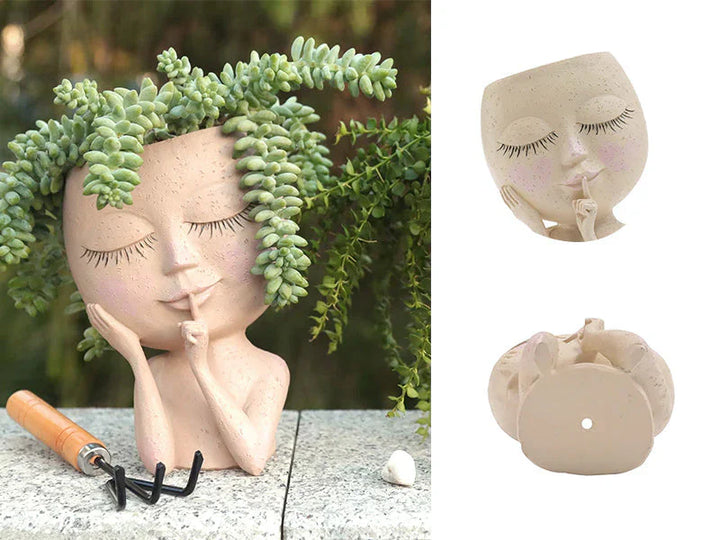 Skanto | Dekorativ Blomsterpotte – Kreativ Plantepotte med Ansikt for Stueplanter & Sukulenter