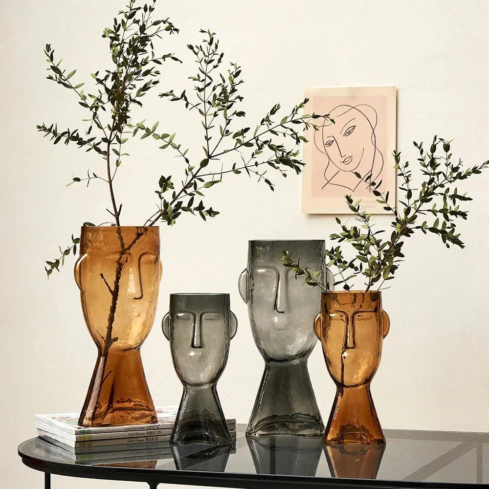 Kreativ Glass Hodeform Dekorativ Vase for Moderne Dekor | Skanto