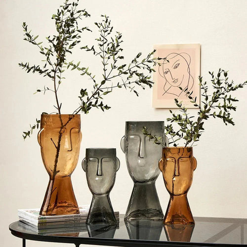 Kreativ Glass Hodeform Dekorativ Vase for Moderne Dekor | Skanto