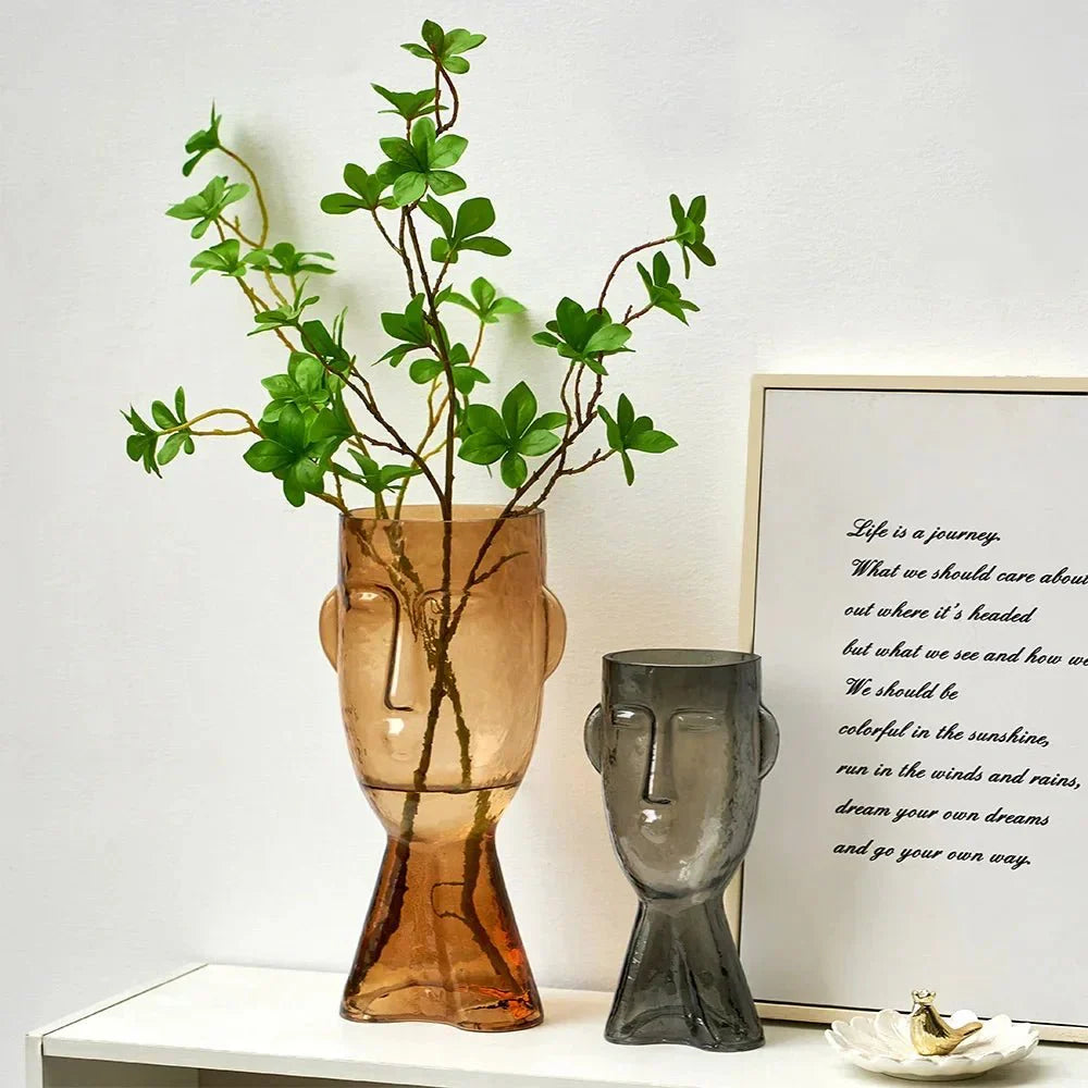 Kreativ Glass Hodeform Dekorativ Vase for Moderne Dekor | Skanto