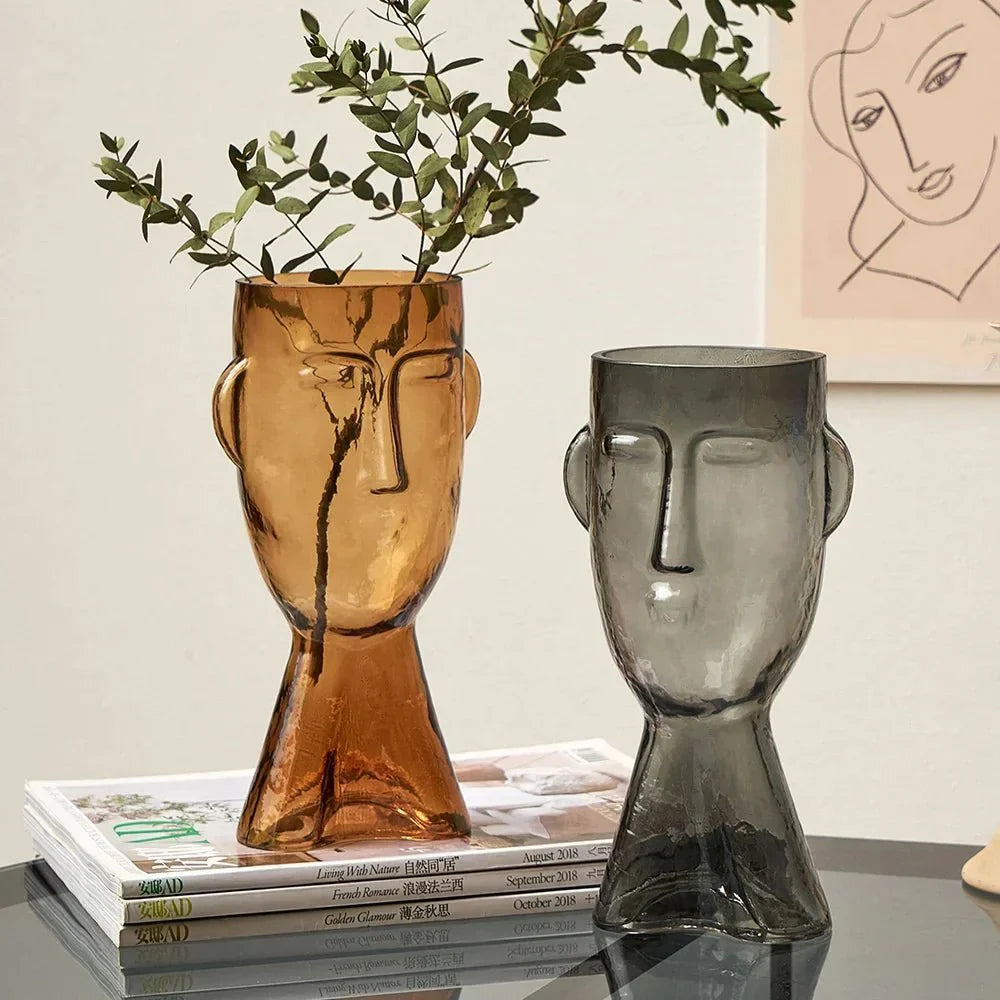 Kreativ Glass Hodeform Dekorativ Vase for Moderne Dekor | Skanto