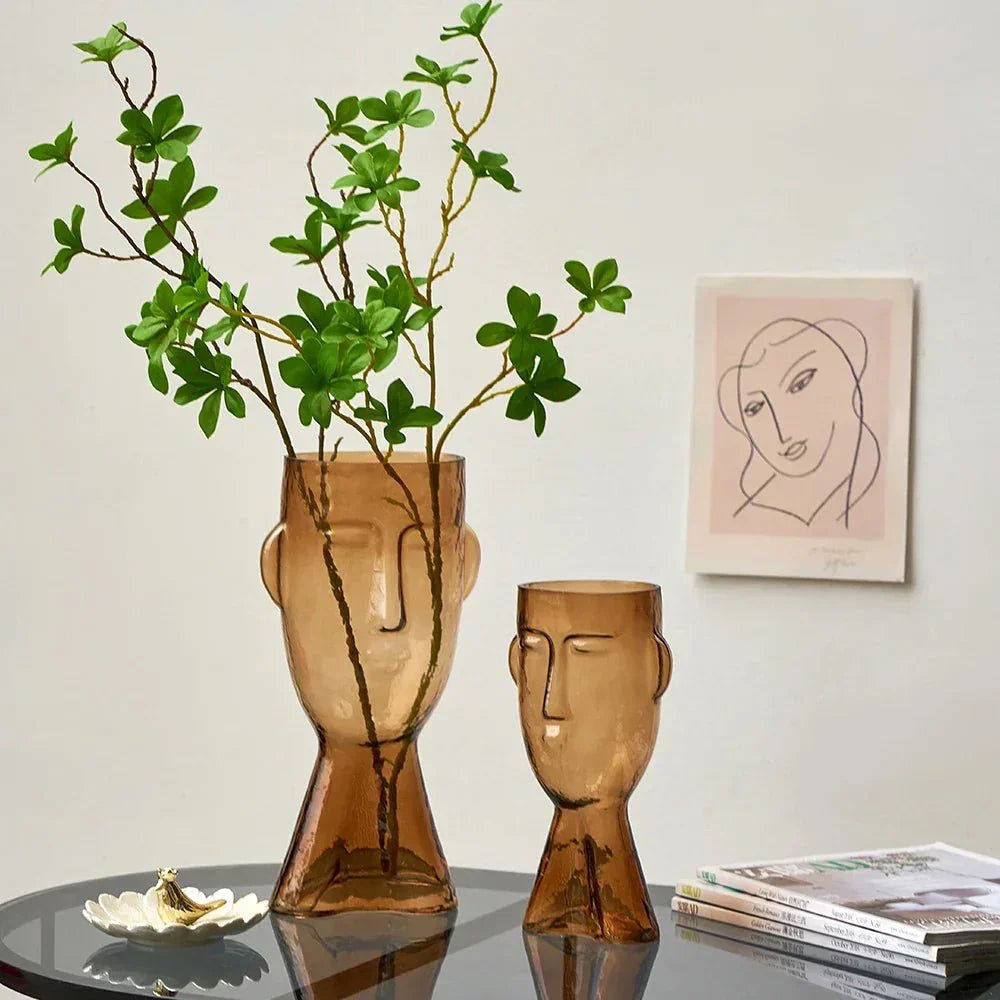 Kreativ Glass Hodeform Dekorativ Vase for Moderne Dekor | Skanto