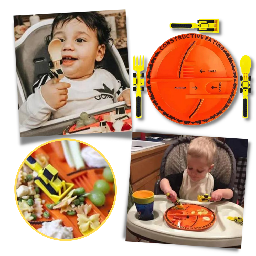 Kreativt og konstruktivt sett med tallerkener og bestikk