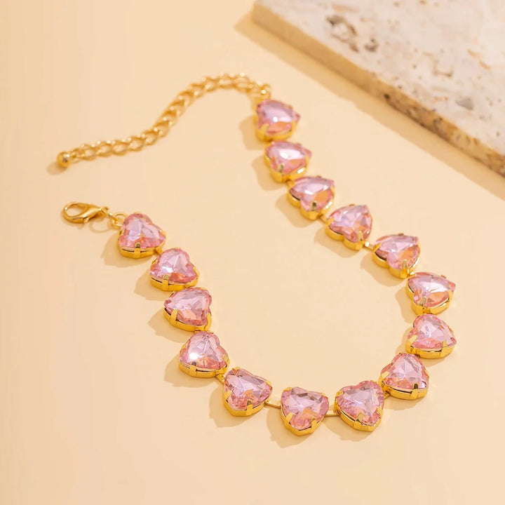 Skanto | Krystall Hjerte Choker Halskjede