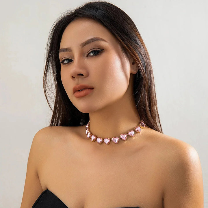 Skanto | Krystall Hjerte Choker Halskjede