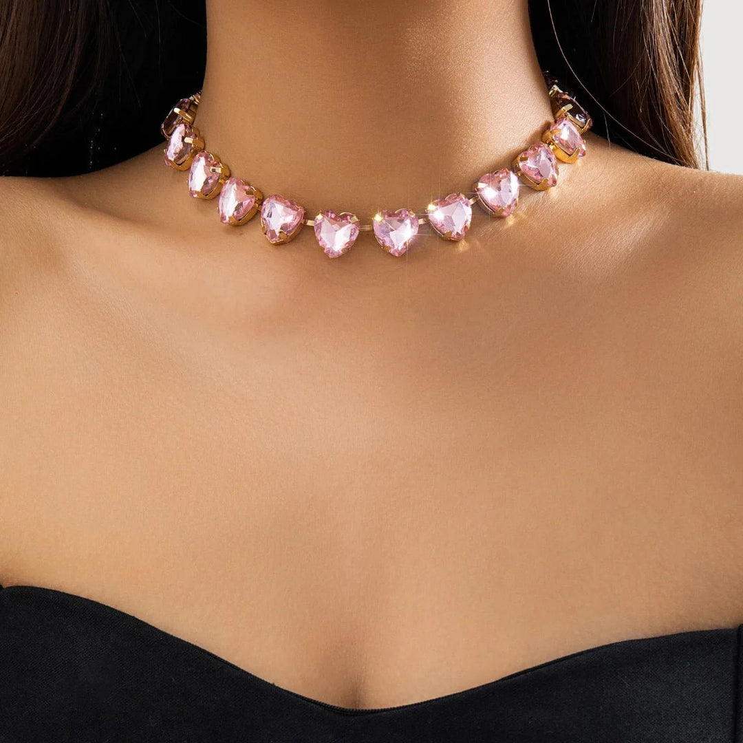 Skanto | Krystall Hjerte Choker Halskjede