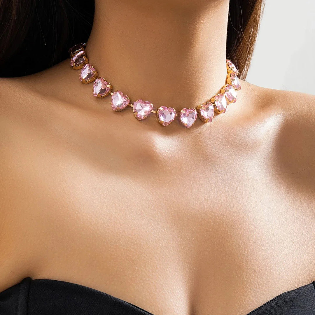 Skanto | Krystall Hjerte Choker Halskjede