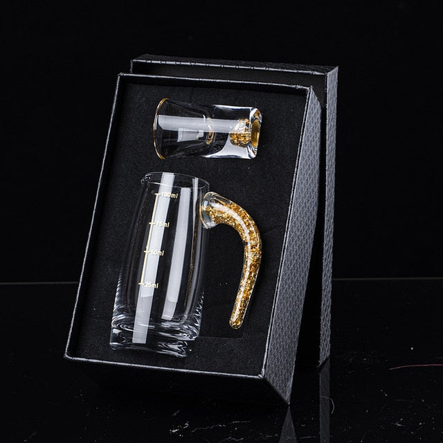 Krystallikør Sprit Shot Glasses Boks Gull Tykk Bunn Vinglass | Skanto