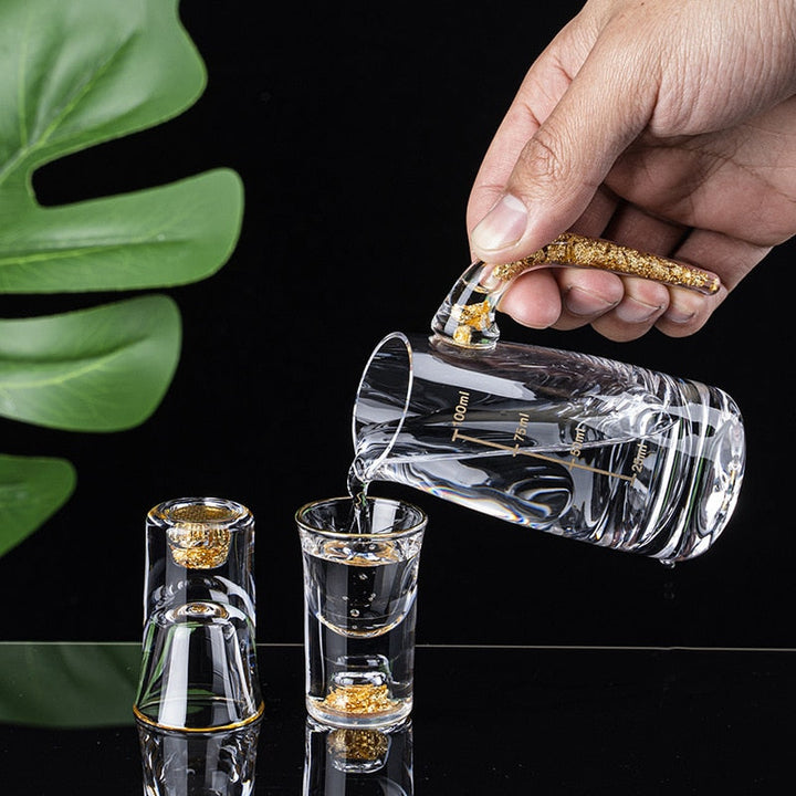 Krystallikør Sprit Shot Glasses Boks Gull Tykk Bunn Vinglass | Skanto