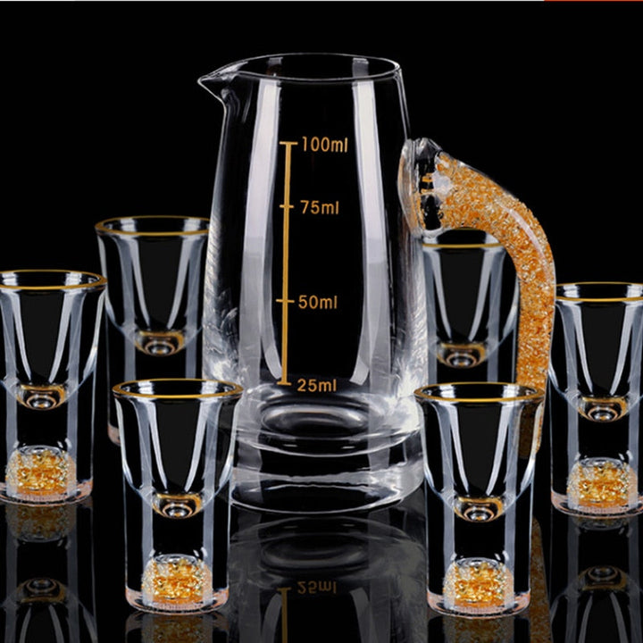 Krystallikør Sprit Shot Glasses Boks Gull Tykk Bunn Vinglass | Skanto