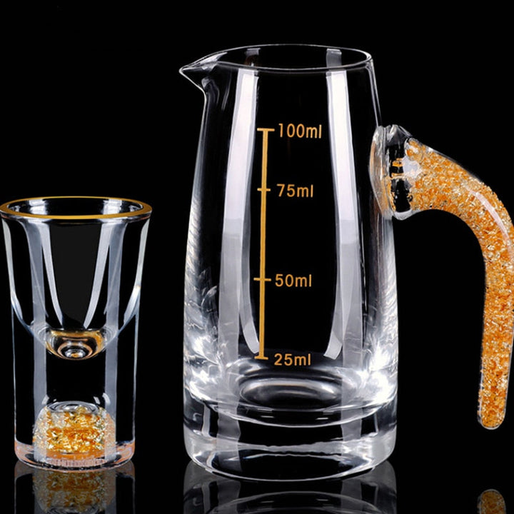 Krystallikør Sprit Shot Glasses Boks Gull Tykk Bunn Vinglass | Skanto