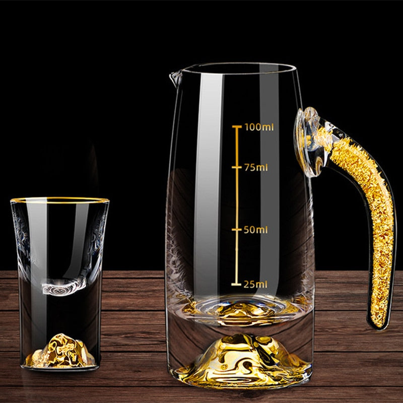 Krystallikør Sprit Shot Glasses Boks Gull Tykk Bunn Vinglass | Skanto