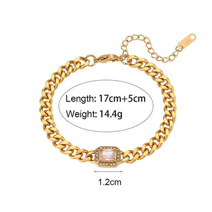 Skanto | Cuban Chain Square Cut Diamond Choker og Armbånd
