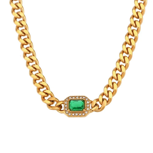 Skanto | Cuban Chain Square Cut Diamond Choker og Armbånd