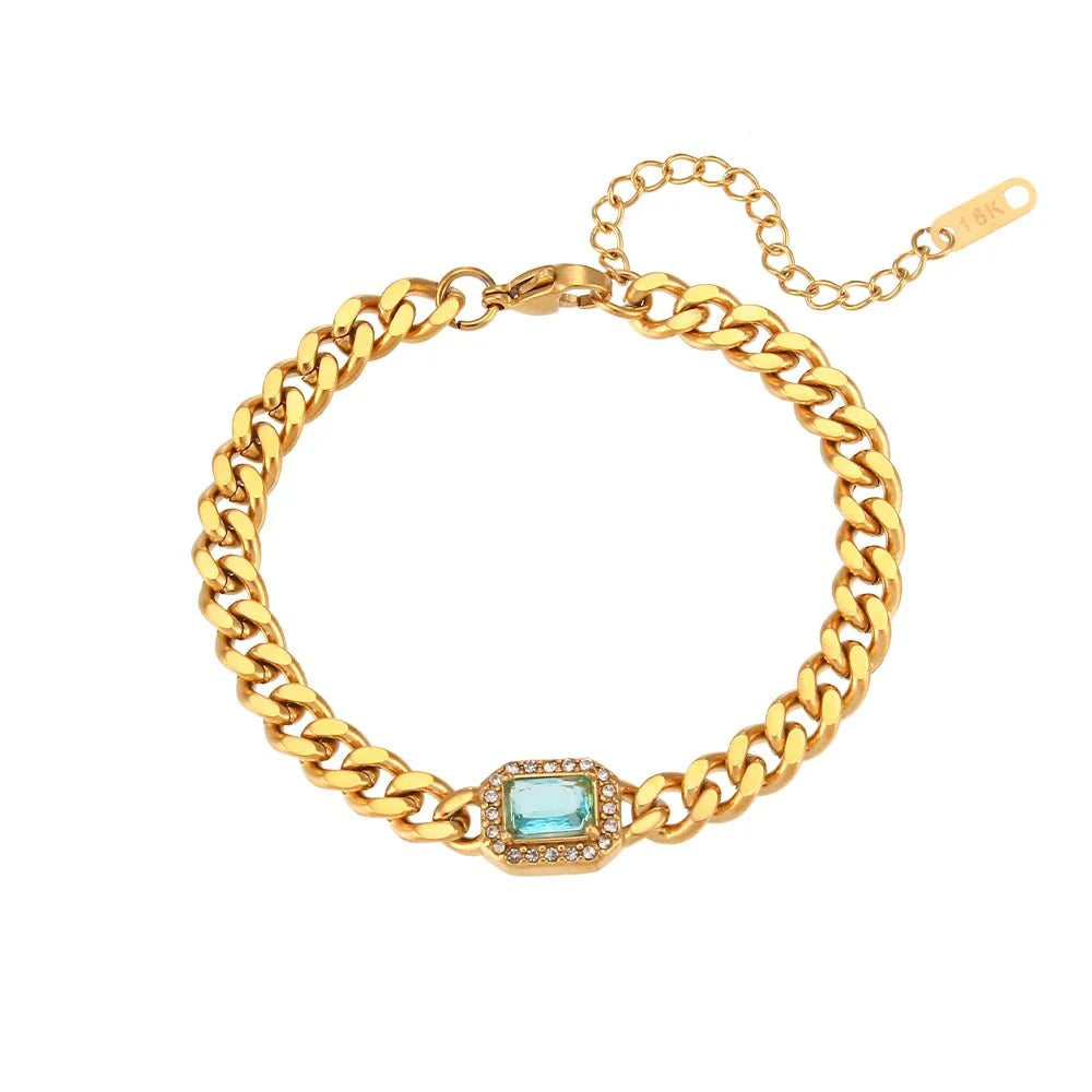 Skanto | Cuban Chain Square Cut Diamond Choker og Armbånd