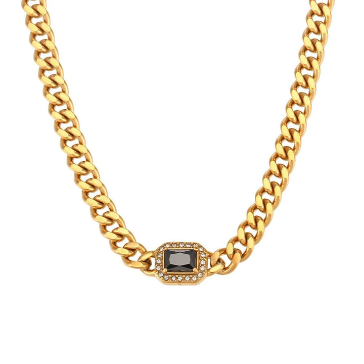 Skanto | Cuban Chain Square Cut Diamond Choker og Armbånd