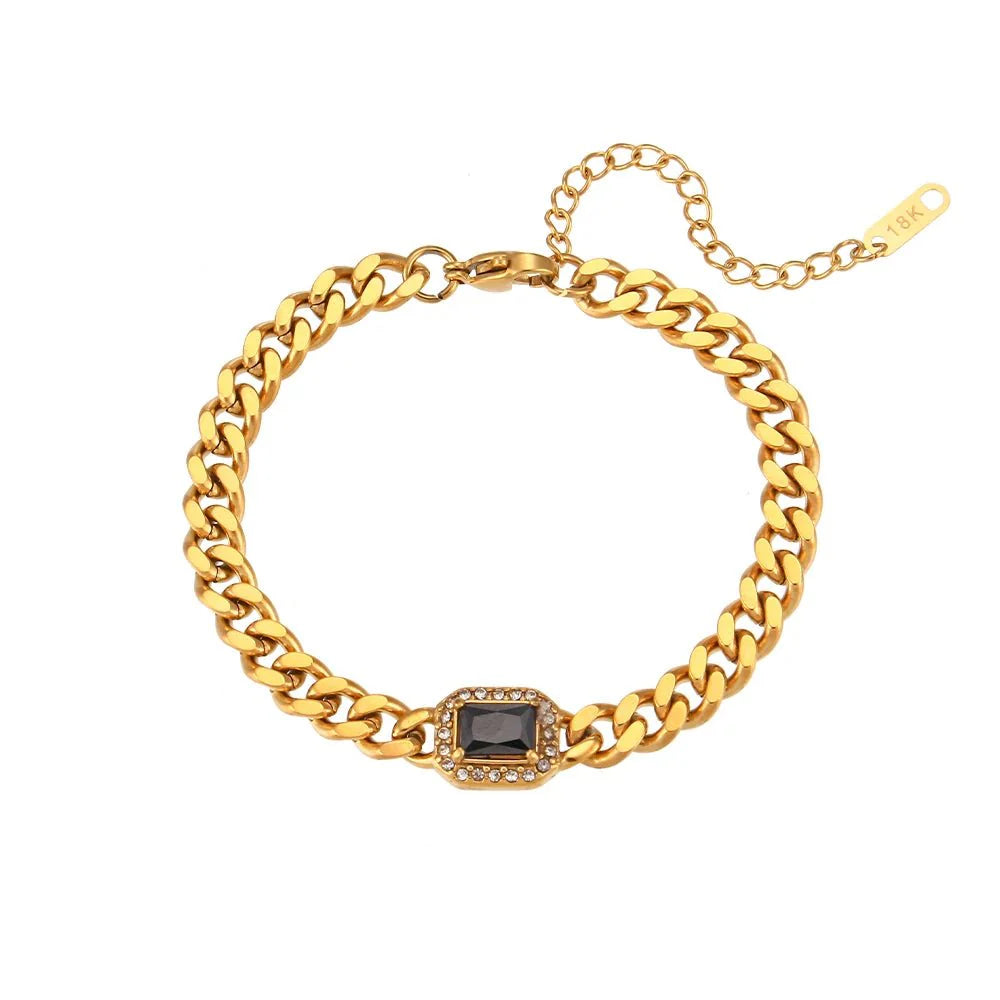 Skanto | Cuban Chain Square Cut Diamond Choker og Armbånd