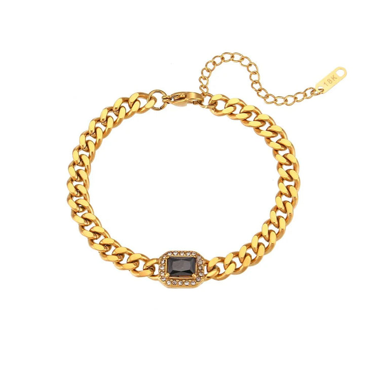 Skanto | Cuban Chain Square Cut Diamond Choker og Armbånd