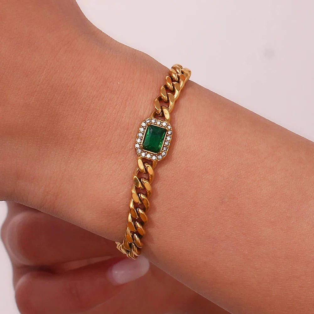 Skanto | Cuban Chain Square Cut Diamond Choker og Armbånd