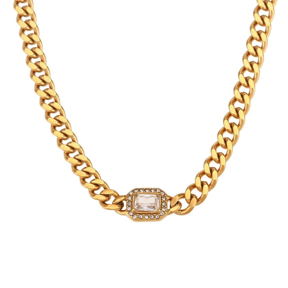 Skanto | Cuban Chain Square Cut Diamond Choker og Armbånd