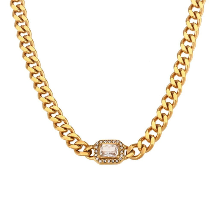 Skanto | Cuban Chain Square Cut Diamond Choker og Armbånd
