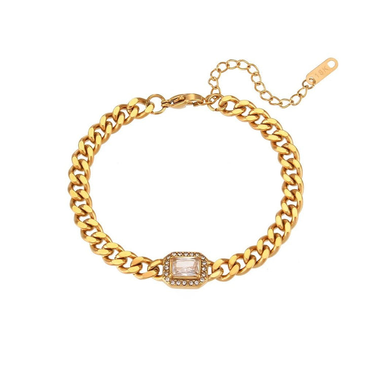 Skanto | Cuban Chain Square Cut Diamond Choker og Armbånd