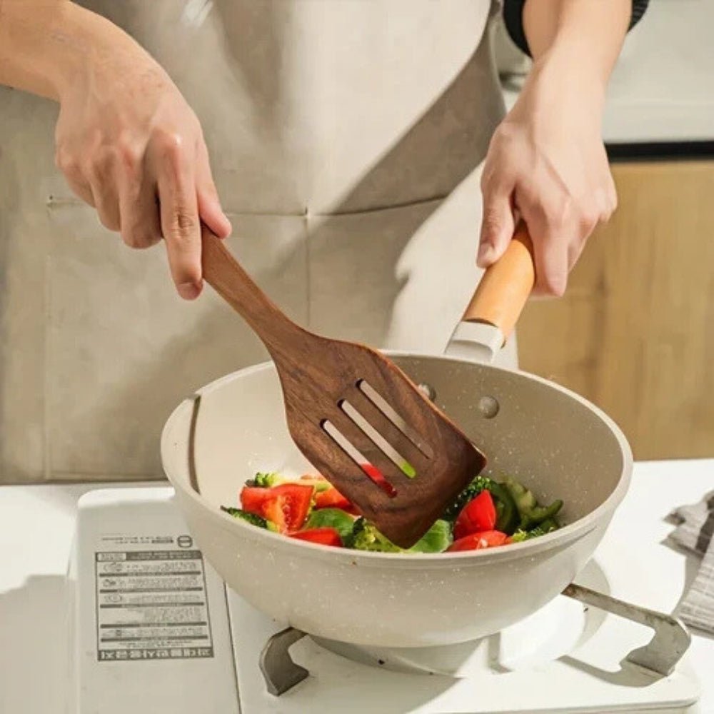 Norvo | CULINAWOOD Kjøkkenredskapssett – Premium Teak Matlagingsverktøy for Bærekraftig Bruk