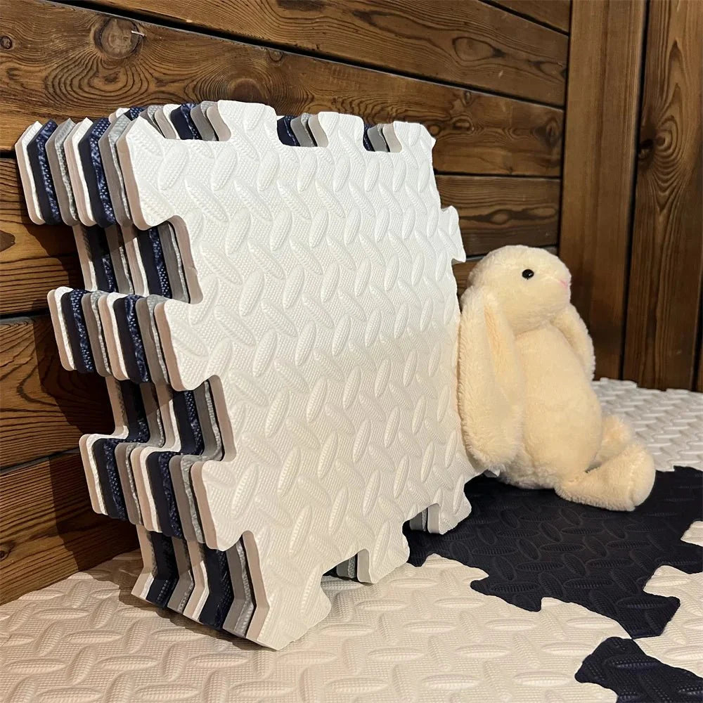 Norvo | Cushioplay Baby Mat – Myk leke matte med 12 puslespillbiter – Støtdempende og giftfri for krabbing og leketime