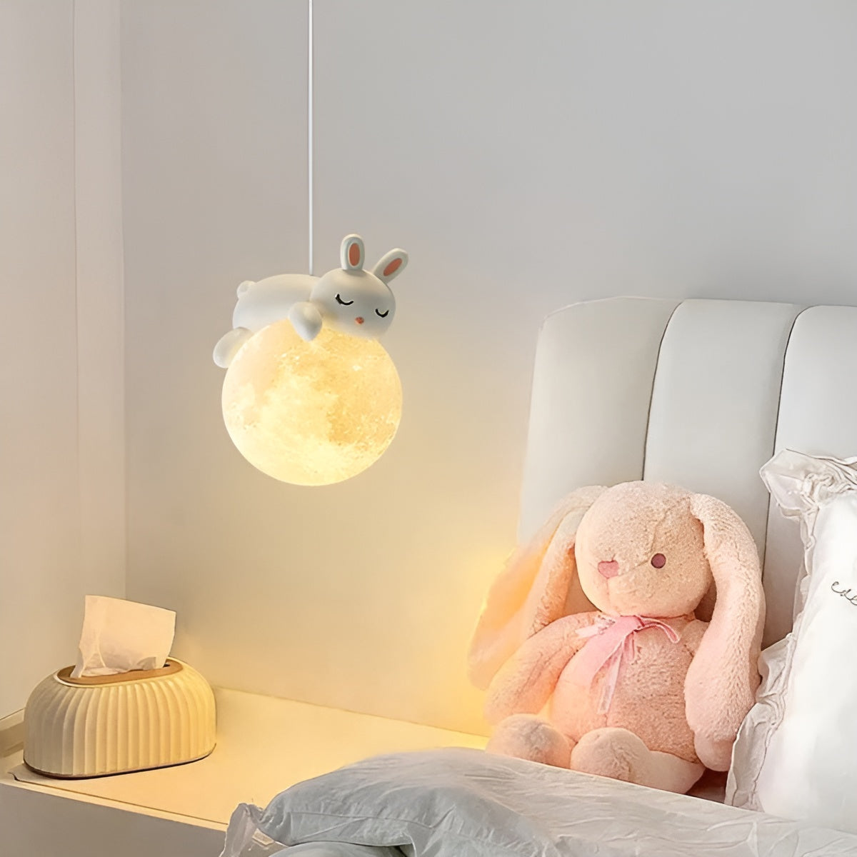 Norvo | Barne Taklampe Mondolino | LED Hengelampe med Måne & Dyr | Dimbar & Energisparende | For 3–5 m² Rom
