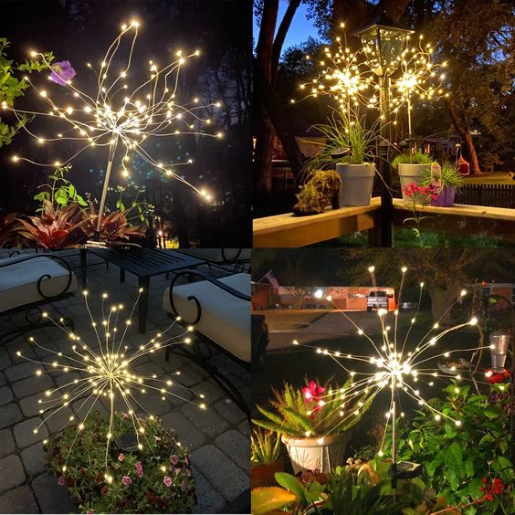 4-pack Solarskudds-hagebelysning – Værbestandig LED-dekorasjonsbelysning, solvarmet for hage og terrasse