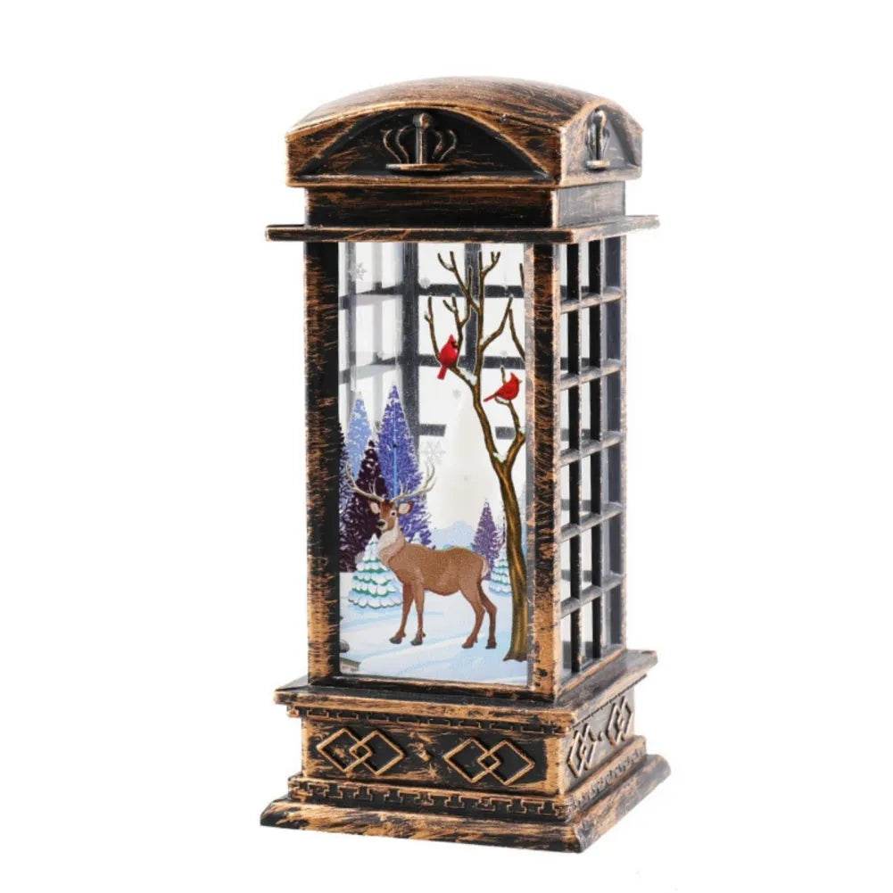 Skanto | Julelys Lys Led Snøreinsdyr Lantern Lys Vintage Slott Julenisse Snømann Hengende Lantern Lampe Nyttårsfeiring Dekorasjon