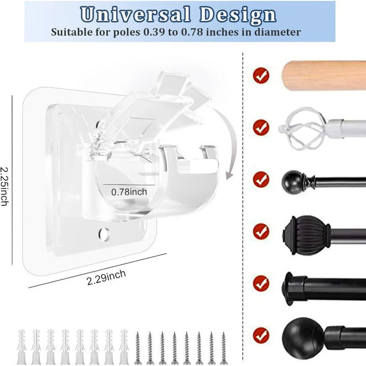 Skanto | Nail-Free Justerbare Gardinstang Braketter Holder – Bor-Fri & Vegg-Sikker
