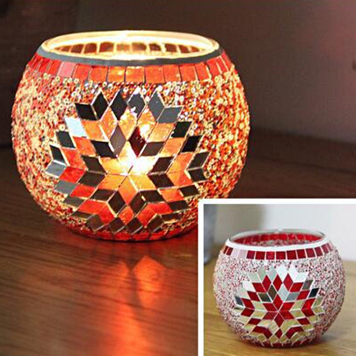 Europeisk Retro Glass Mosaick Te-lysestake
