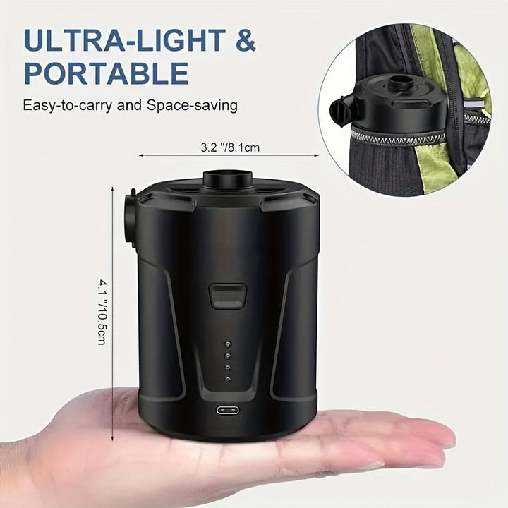 Skanto | Elektrisk Luftpumpe AirTrek Mini | USB Oppladbar & Trådløs | Kompakt & Robust | For Luftmadrasser & Utendørs