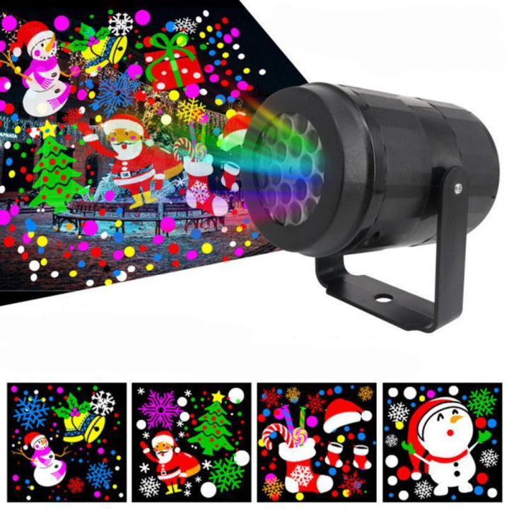 Skanto | LED Juleprojektor Snøfnugg Lys Show – Vanntett Utendørs Lampe med 16 Mønstre